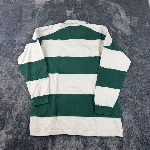 Vtg Guinness Embroidered Rugby Polo Long Sleeve Striped Men's L/XL* Green - Picture 11 of 14